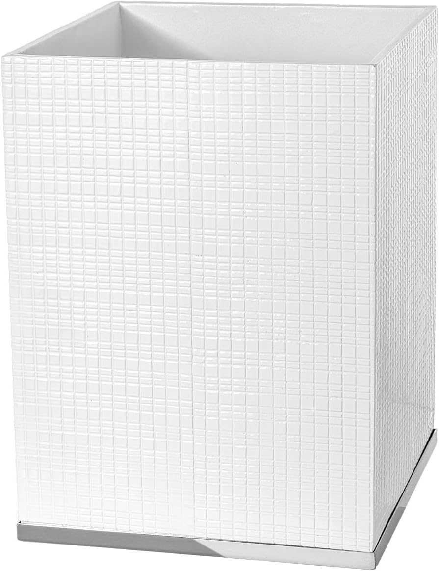 Creative Scents Estella Waste Basket for Bathroom 1.98 Gal / 7.5L - Small White Bathroom Trash Can - Decorative Small Garbage Can - Durable Space Friendly Wastebasket