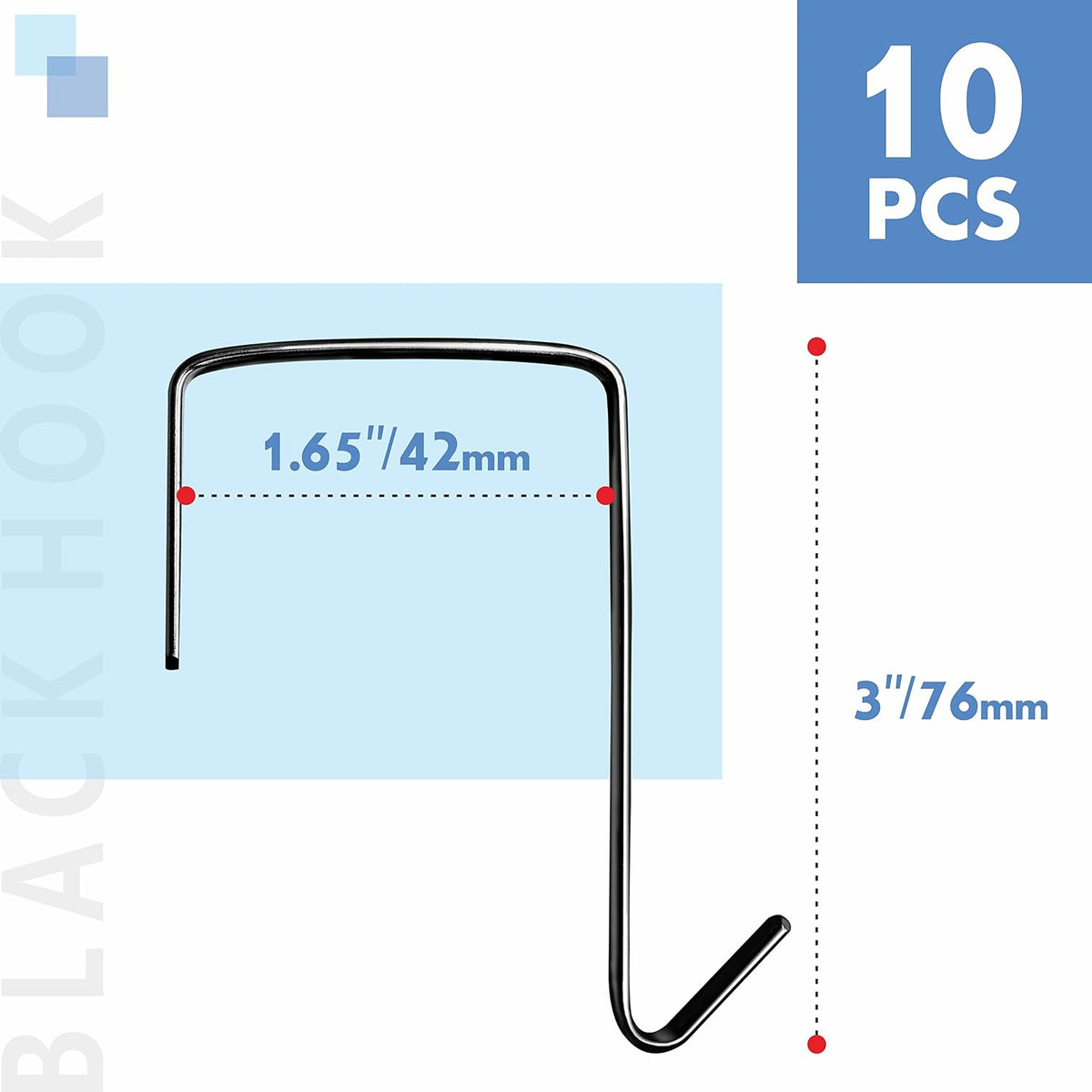 Vantasii 10 Pack Over The Door Hook, Sturdy Single Metal Over Door Hanger Electroplate Metal Hook for Hanging, Towels, Clothes, Bags, Cubicle, Bathroom Use (Black)