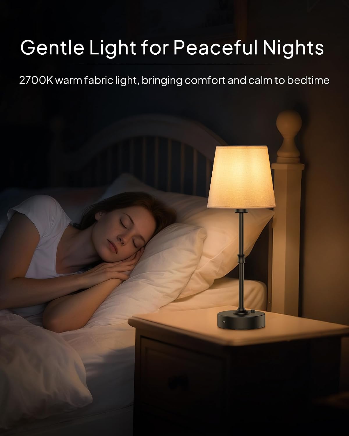EppieBasic Cordless Table Lamp Rechargeable: Fast Charging & Long Lasting - 2700K Warm Light Small Vintage Brass Bedside Lamps - Dinning Living Room Bedroom - 2 Pack