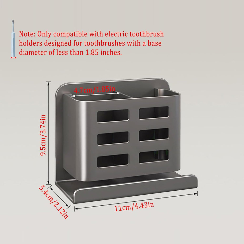 Grey Toothbrush Holder wall Mount, Aluminum，No Drilling Required