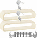 Velvet Pants Hangers Non Slip, 30 Pack Velvet Hangers for Closet with Porous Hooks, Strong Durable Space Saving Slim Clothes Hanger, Ultra Soft Flocked Hanger for Pants/Shirts/Bra/Shorts (Cream)