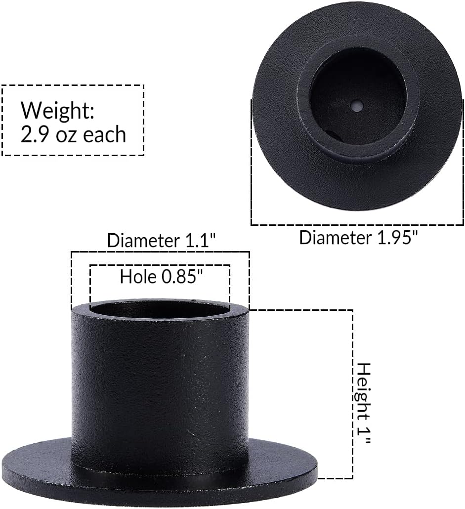 12PCS Matte Black Iron Taper Candle Holders, Standard Fit, Table Decor