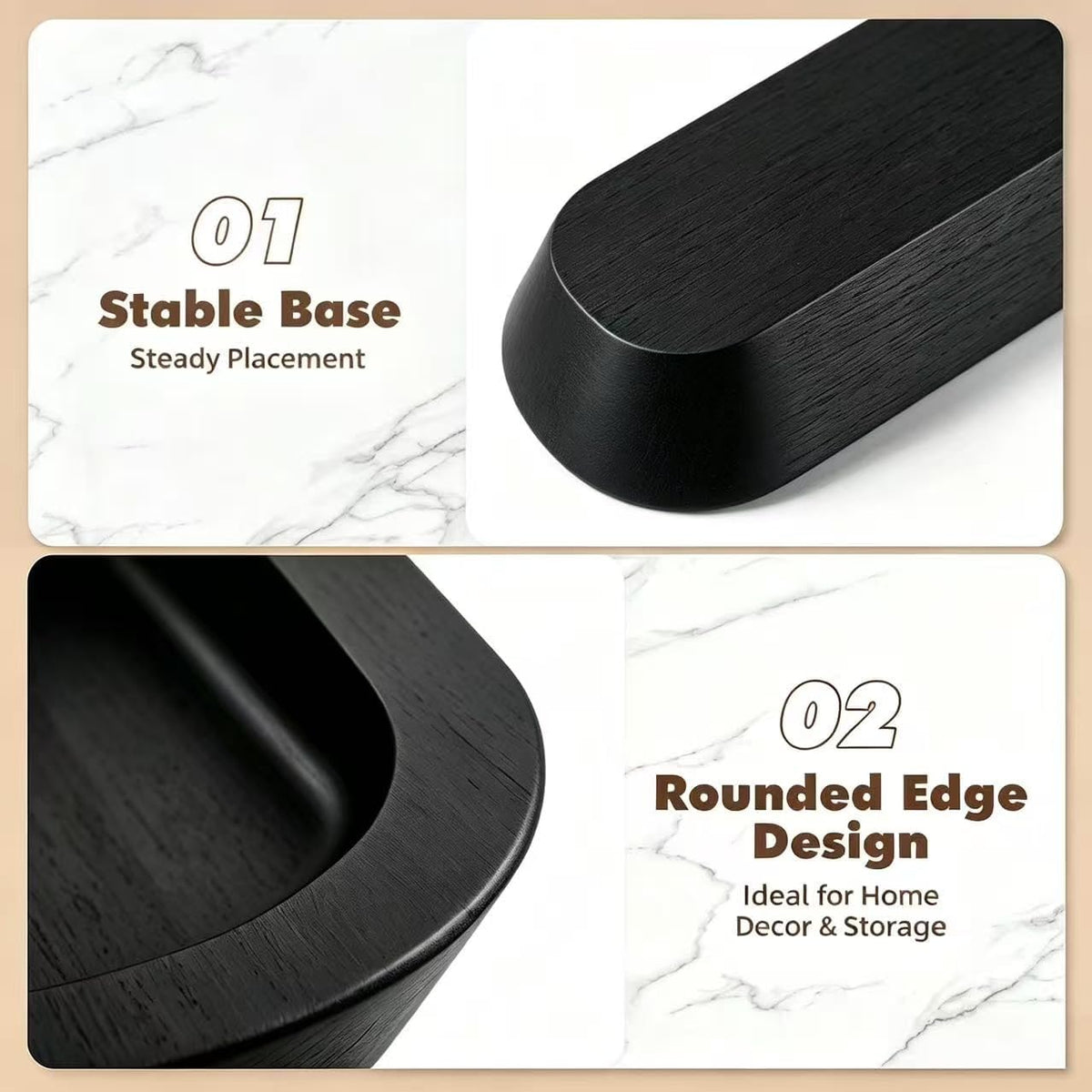 Long Wood Dough Bowl 15.7 x 5.67 x 1.9in Hand Carved Wooden Dough Bowls for Decor Wood Dough Bowls Decorative Wooden Dough Fruits Bowl for Table Centerpiece(black)