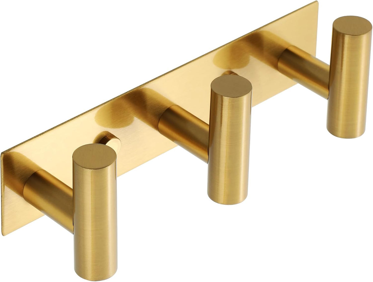 Alise Coat Hooks Hat and Coat Rack with 3 Hooks Wall Mounted,Brushed Gold