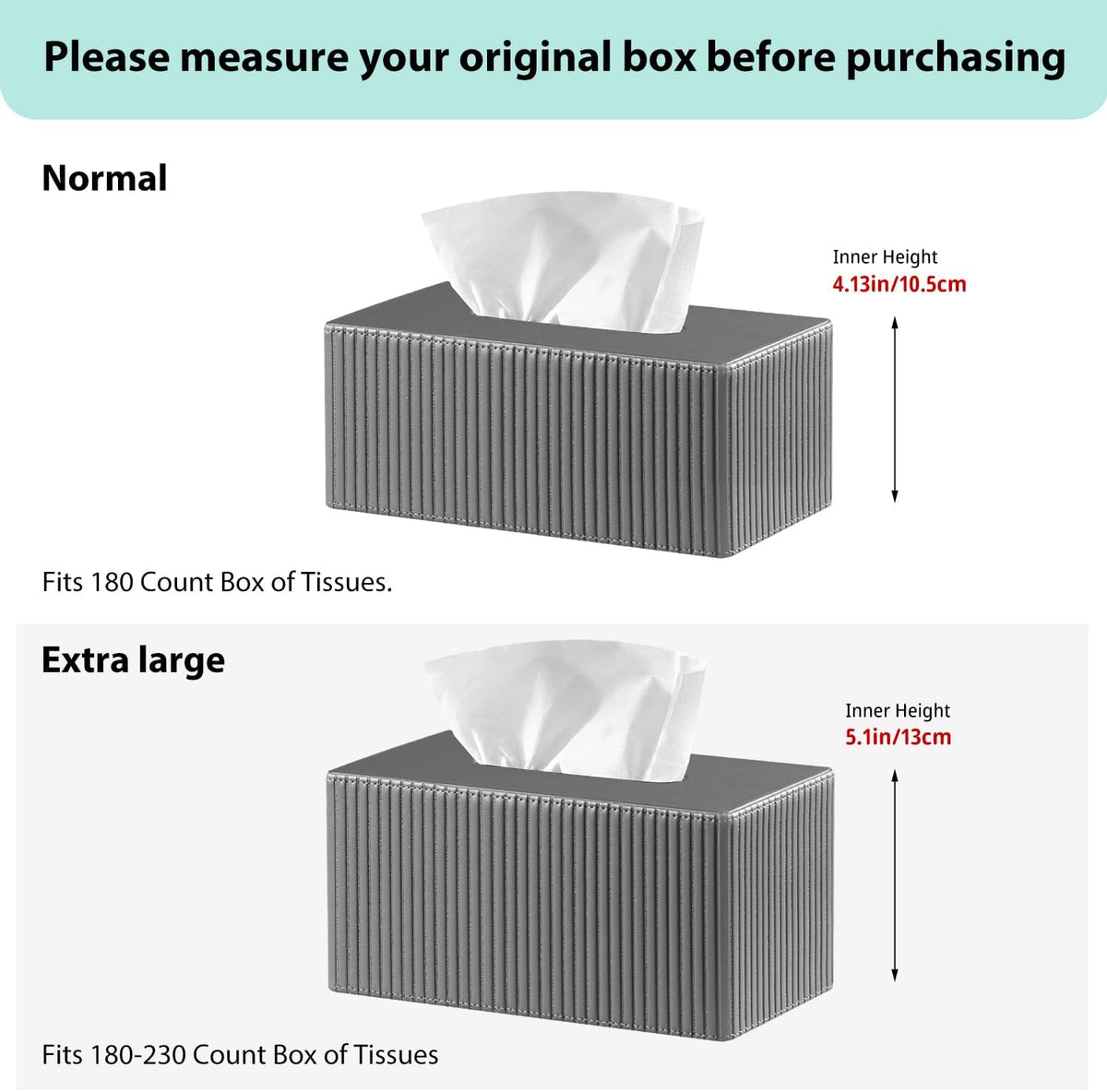 Large Tissue Box Cover Rectangular with Bottom Belt, Fits 180-Count Kleenex
