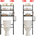 Over the Toilet Storage Shelf 3-Tier Adjustable Bathroom Organizers and Storage Shelves Bathroom Rack Above Toilet Storage with Paper Holder and 4 Hooks Space Saver Storage for Laundry