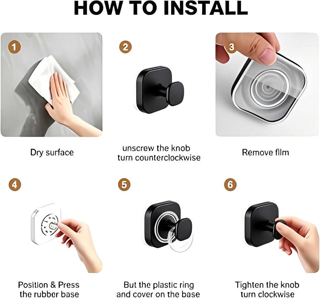 Suction Cup Hooks Steel for Bathroom, Heavy Duty, Waterproof, No Drill