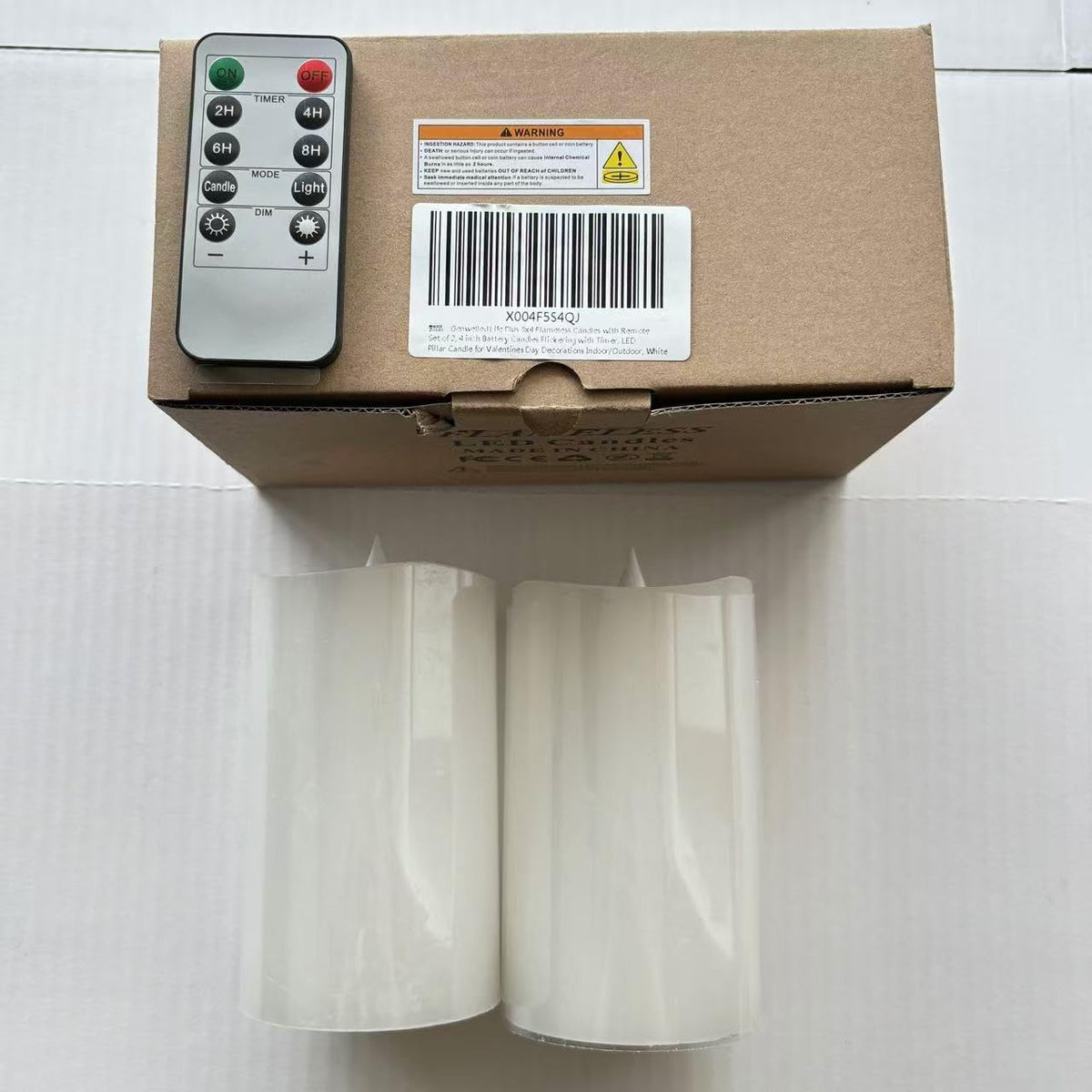 3x4 Flameless Candles with Remote Set of 2, 4 inch Battery Candles Flickering with Timer, LED Pillar Candle for Indoor/Outdoor, White