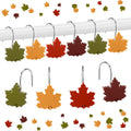 Yungyan 12 Pcs Fall Shower Curtain Hooks, Maple Leaf Shower Hangers