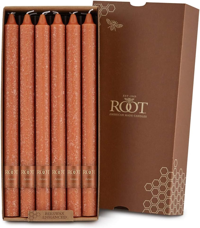 Root Candles 12-Count Unscented Timberline Arista Candles, 12-Inch, Rust
