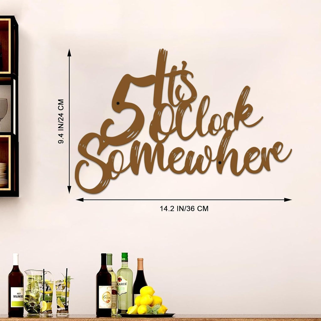 Resama It's 5 o'clock Somewhere Brown Metal Wall Sign