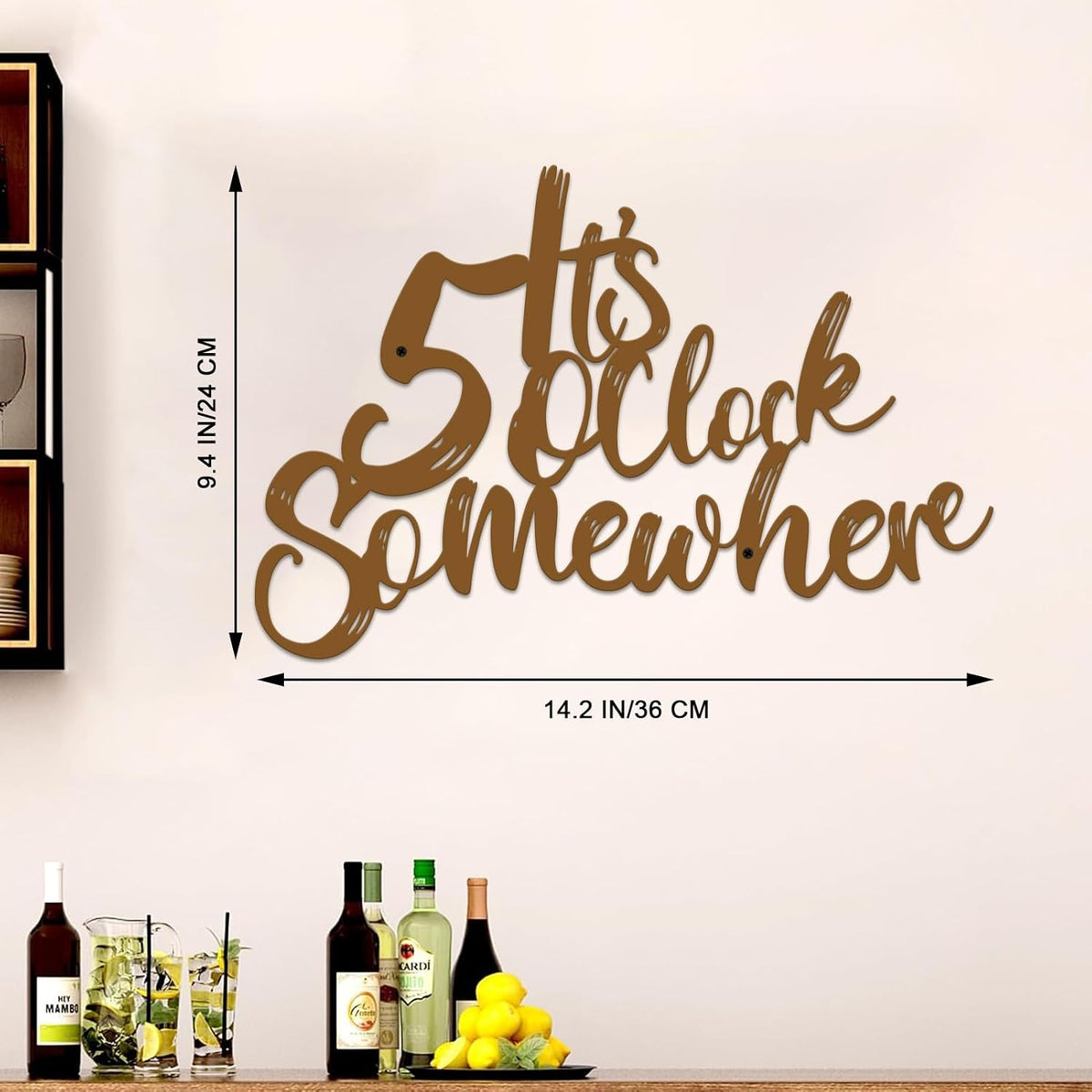 Resama It's 5 o'clock Somewhere Brown Metal Wall Sign