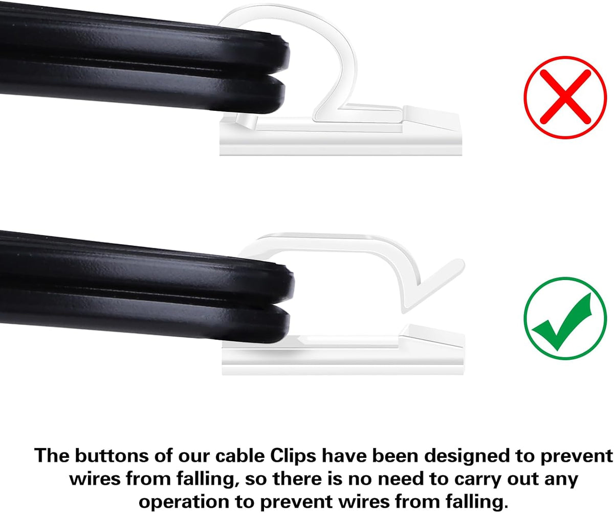 XHF 120PCS 5/8” Clear Adhesive Cable Wire Wall Light Clips, Cord Holder