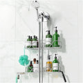 Sewulidon Stainless Steel Shower Caddy Hanging for Handheld Shower Heads,Rustproof Hose Shower Organizer Adjustable Length Shower Rack with 24 Hooks,Razor Holder,Soap Holder