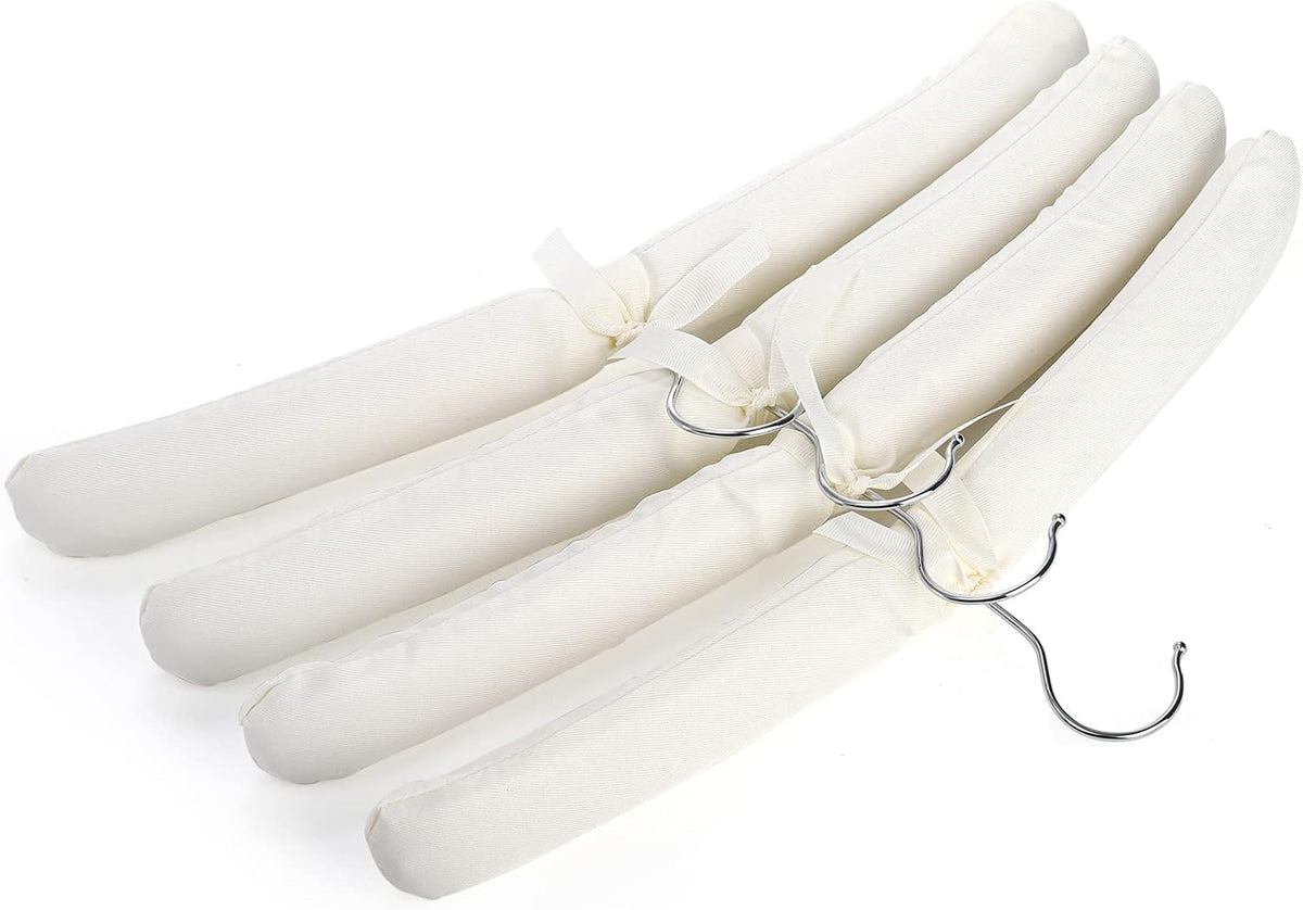 Tosnail 12 Pack Fabric Padded Hangers, Foam Padded Wedding Dress Hangers for Coat, Blouse, Sweaters, Bride Dress, Clothes - White
