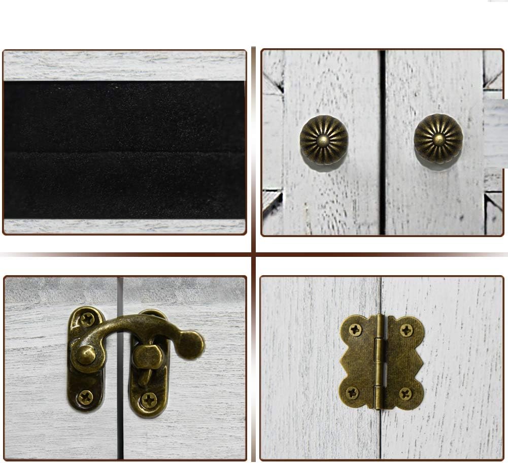 GLANT Rustic Wall Mounted Jewelry Organizer with Wooden Barndoor Decor,Wooden Wall Mount Holder,Jewelry holder for Necklaces, Earings, Bracelets, Ring Holder. (White)