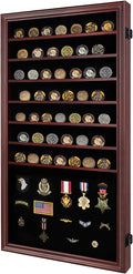 Oversized Military Challenge Coin Display case for Badges Mahogany