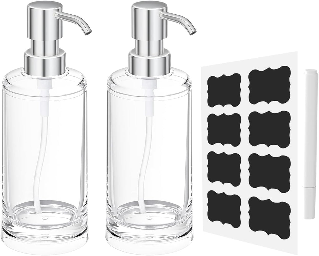Clear Plastic Soap Dispenser, Set of 2, 10 oz