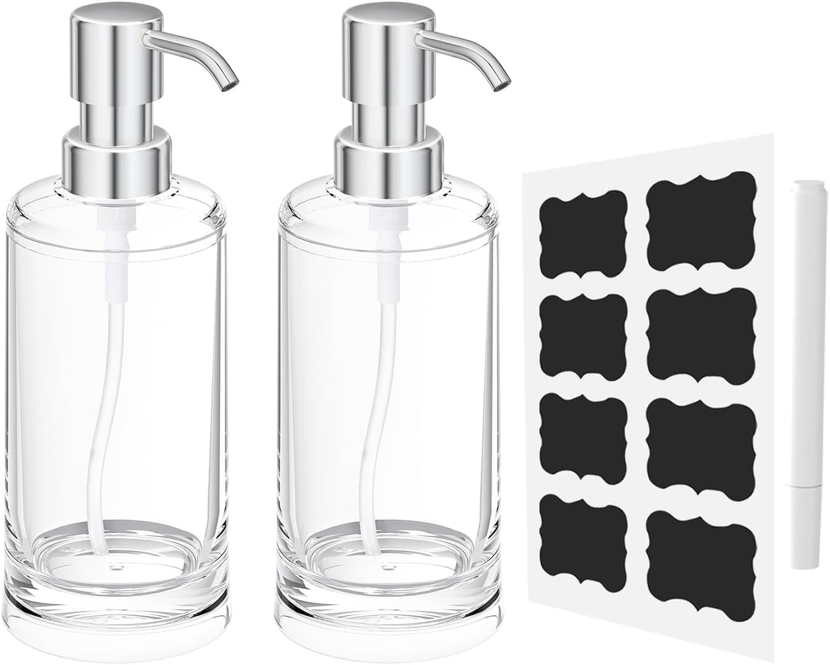 Clear Plastic Soap Dispenser, Set of 2, 10 oz