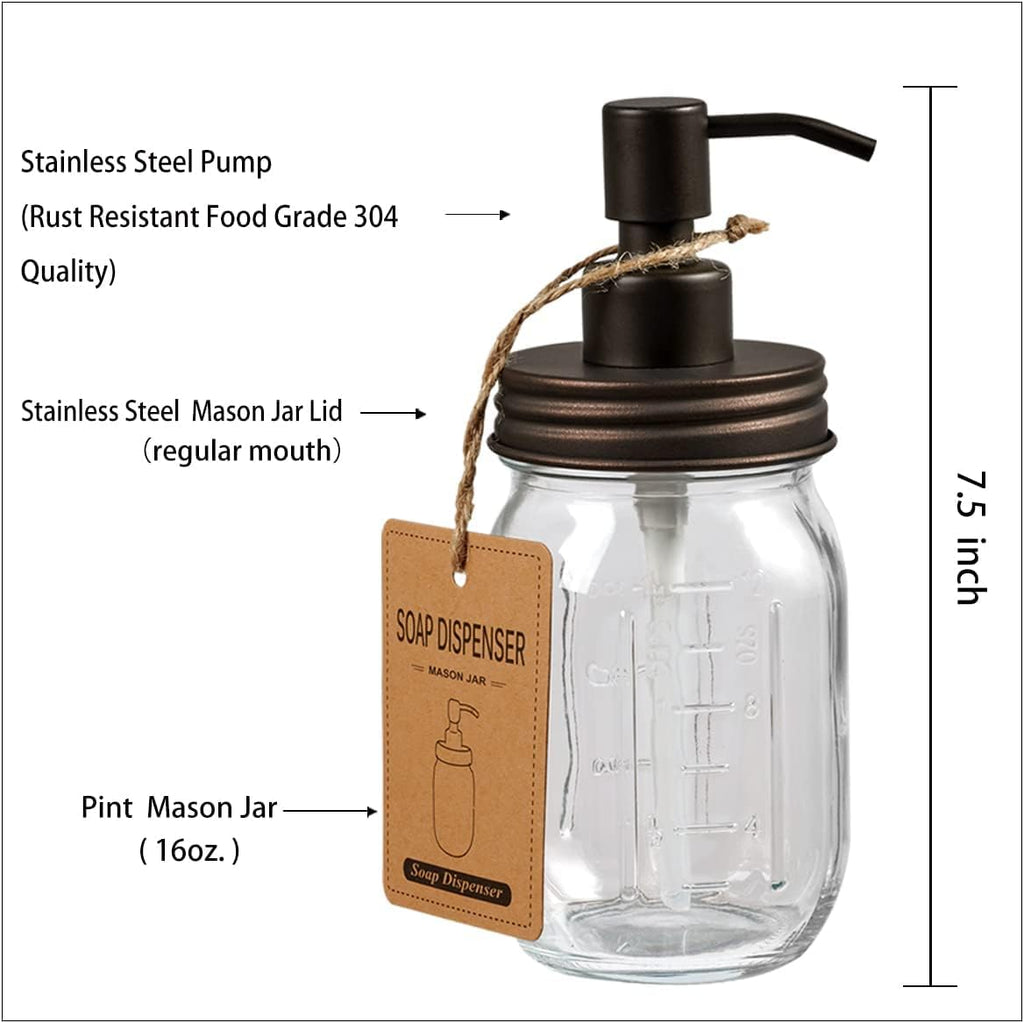 Amolliar Mason Jar Liquid Soap Dispenser, Lotion Dispenser(Bronze 4 Pack)