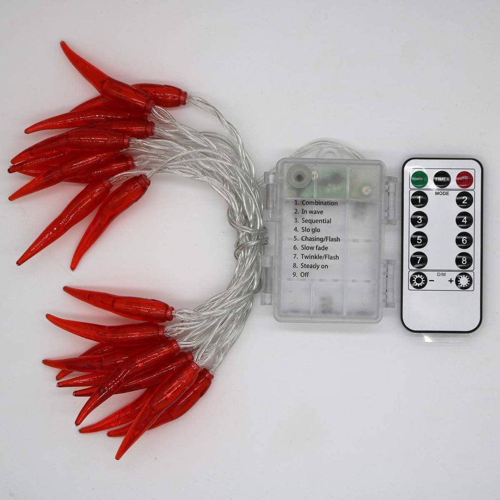 Red Chili String Lights,10ft 20 LED Chili String Lights Battery Operated Remote Contol Fairy Lights for Wedding, Chinese New Year,Spring Festival,Party Decoration,Christmas