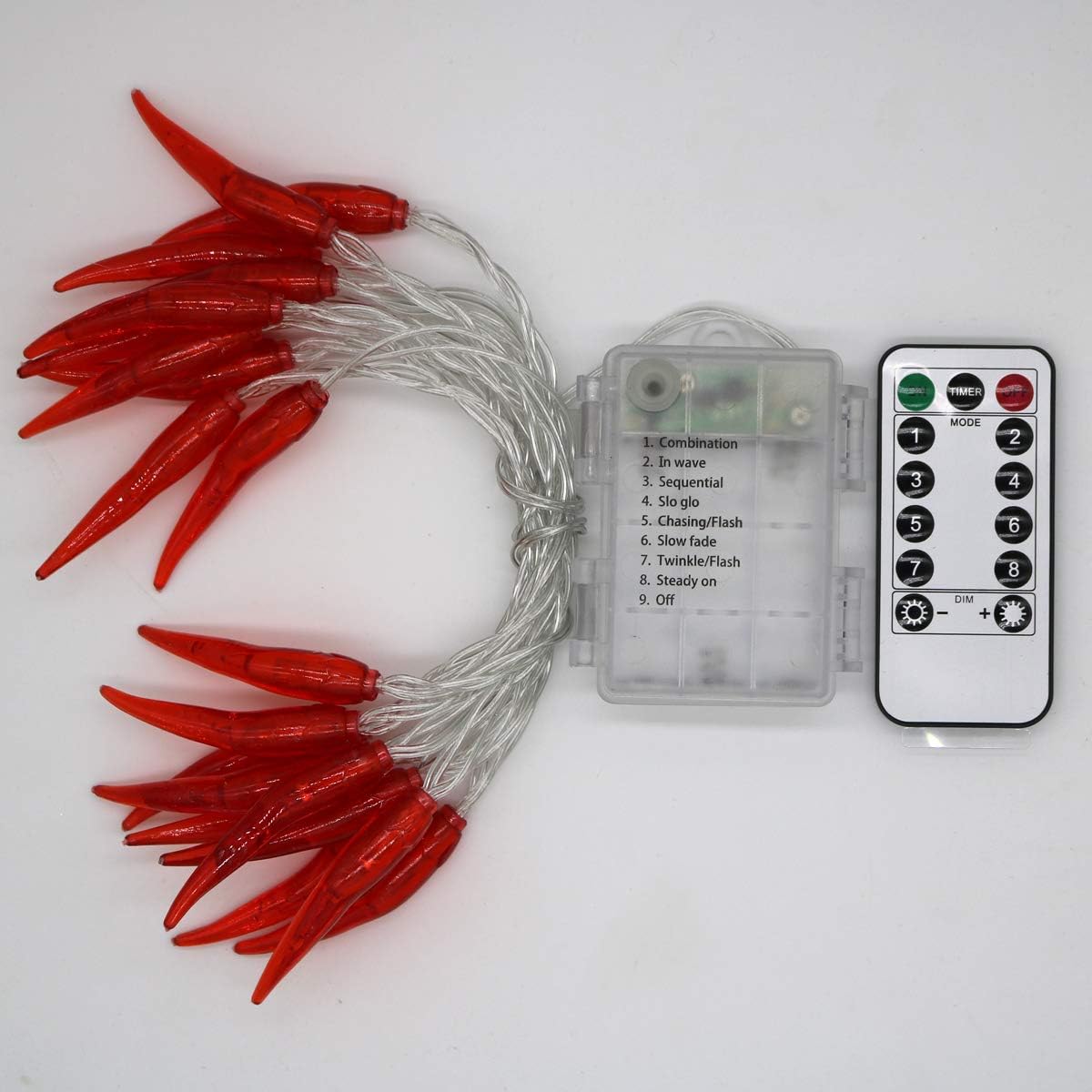 Red Chili String Lights,10ft 20 LED Chili String Lights Battery Operated Remote Contol Fairy Lights for Wedding, Chinese New Year,Spring Festival,Party Decoration,Christmas