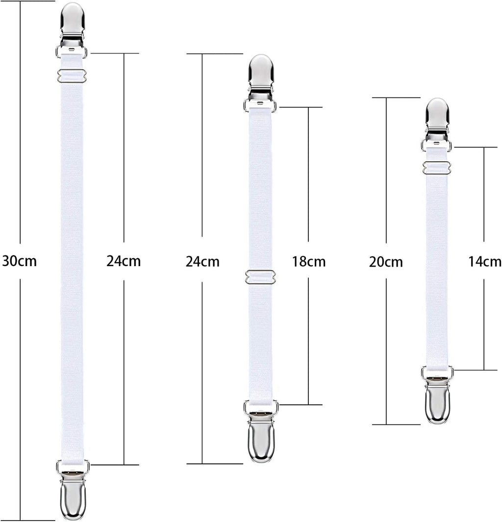 Boao 12 Pcs Bedsheet Strap Elastic Clip, White, 8-12 Inch Length