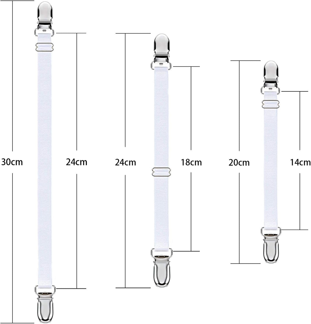 Boao 12 Pcs Bedsheet Strap Elastic Clip, White, 8-12 Inch Length