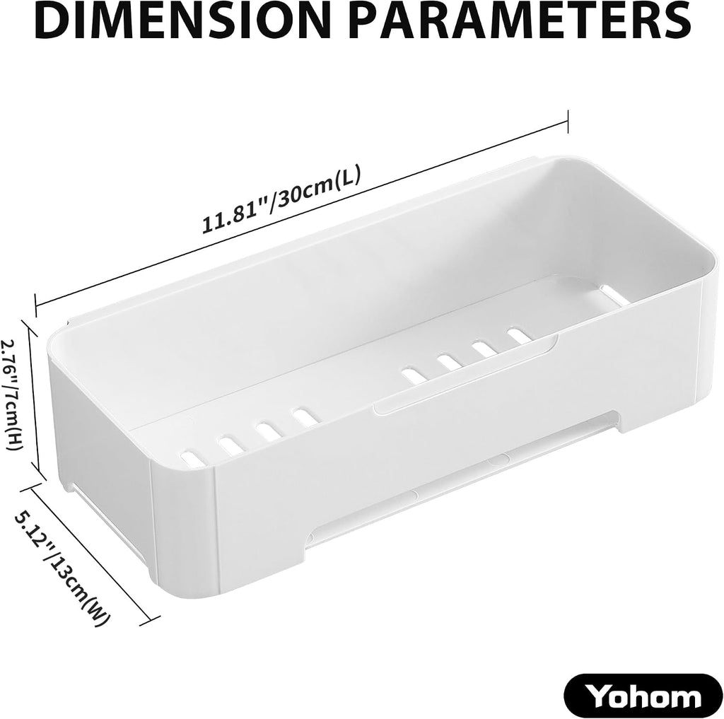 YOHOM Adhesive Shower Caddy Shelf for Bathroom Wall Plastic Shampoo Holder for Shower Storage Organizer Caddy Basket White