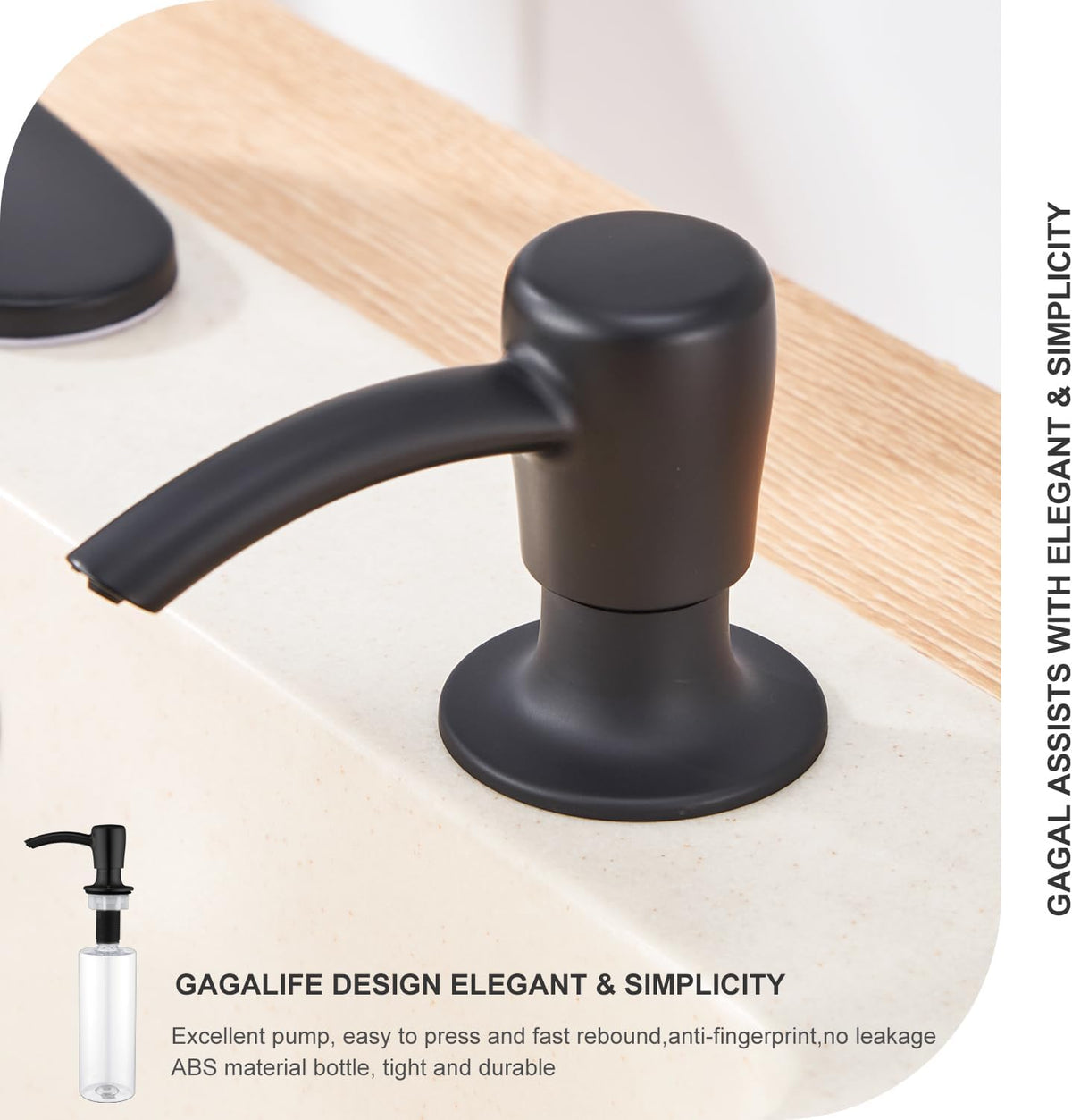 GAGALIFE Kitchen Sink Soap Dispenser with 17 OZ Large Bottle - G087B