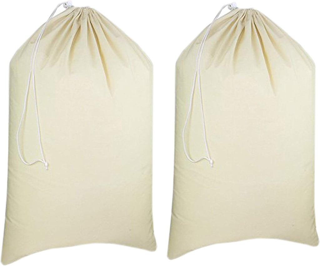 Urban Villa Laundry Bags 2-Pack 28”x36" Extra-Large Cotton Canvas Heavy Duty Washable Durable Travel Laundry Sacks with Drawstring Closure Reusable Hamper Liners for Dirty Clothes Delicates & Lingerie