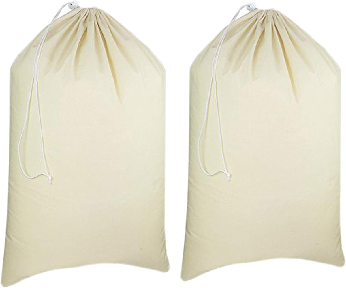 Urban Villa Laundry Bags 2-Pack 28”x36" Extra-Large Cotton Canvas Heavy Duty Washable Durable Travel Laundry Sacks with Drawstring Closure Reusable Hamper Liners for Dirty Clothes Delicates & Lingerie