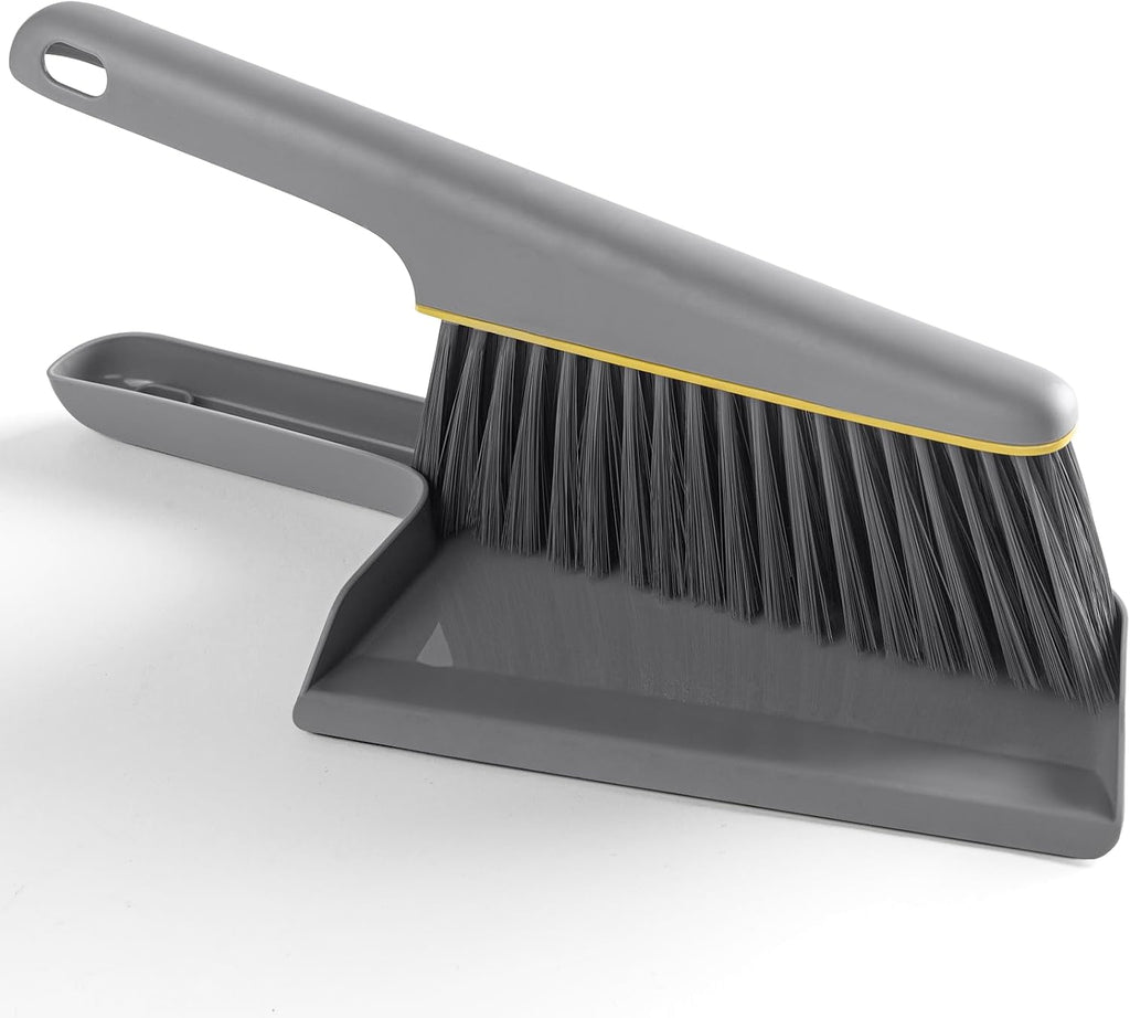 Lumkew Small Broom and Dustpan Set, Hand Mini Dust-Pan and Brush,1 Pcs Gray