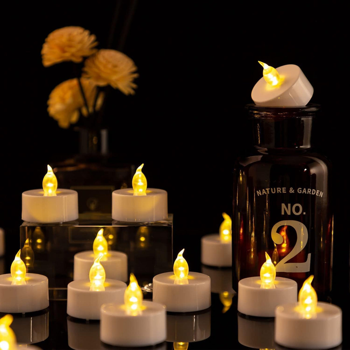 150 Pack Flameless LED Tea Lights Candles Flickering 200+Hours Warm Yellow