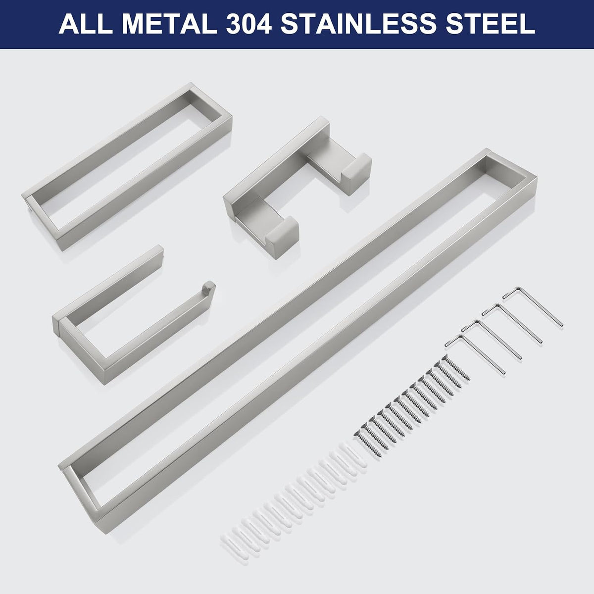 Lairuier Brushed Nickel Bathroom Hardware Accessories, 4PCS Towel Bar Set