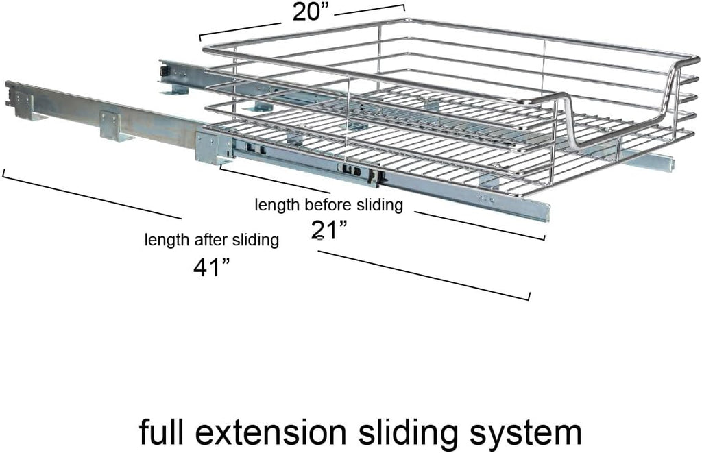 Home Decorators Collection Extra deep Sliding Organizer, 6" Hx20 Wx21 D, Chrome