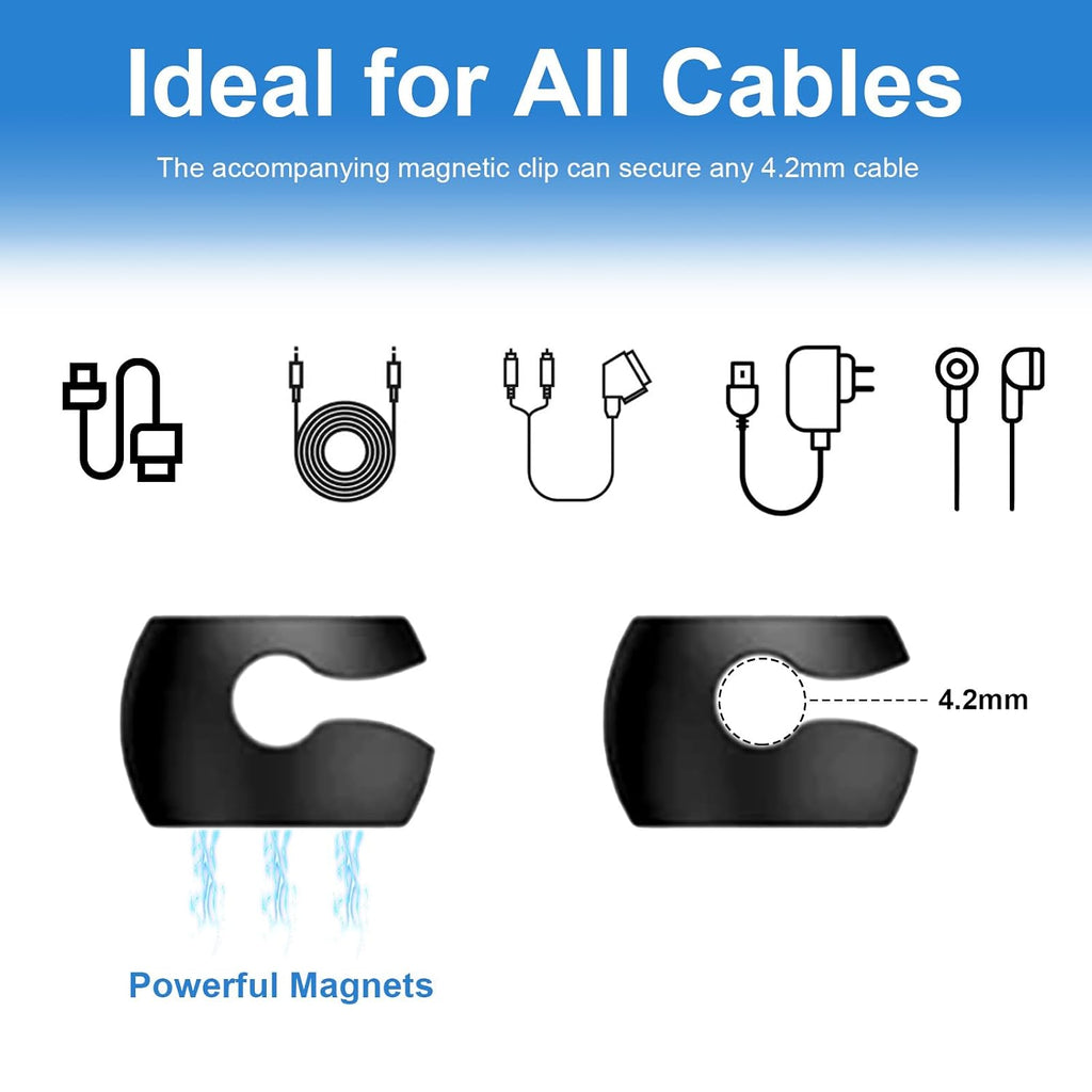 Wanheart Magnetic Cable Organizer for Desk, Adhesive Base & 4 Cable Clips