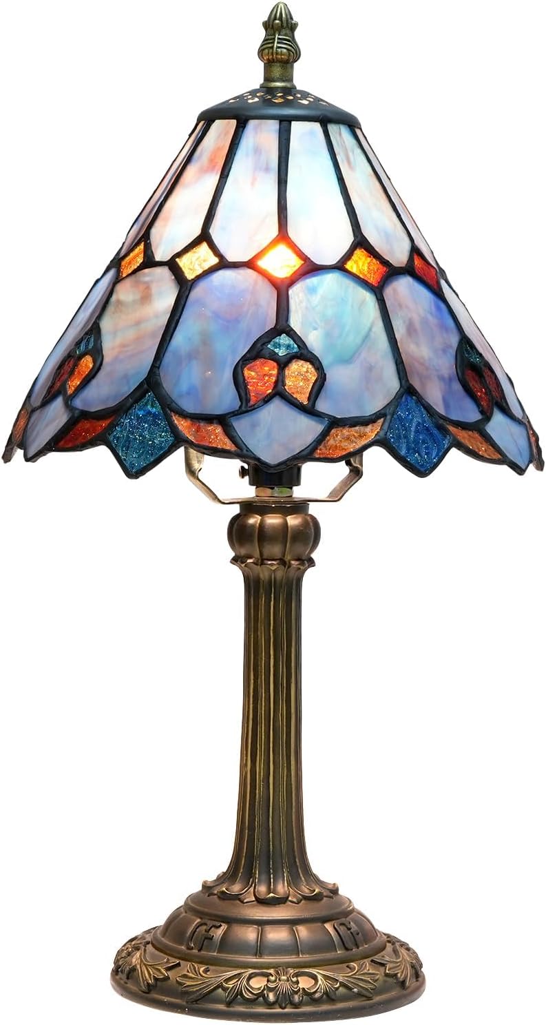 Tiffany Lamp Stained Glass Table Lamp Purple Style Small Bedside Lamp Living Room Dining Room Reading Office Decoration Desk Lamp Home Decoration Creative Gift