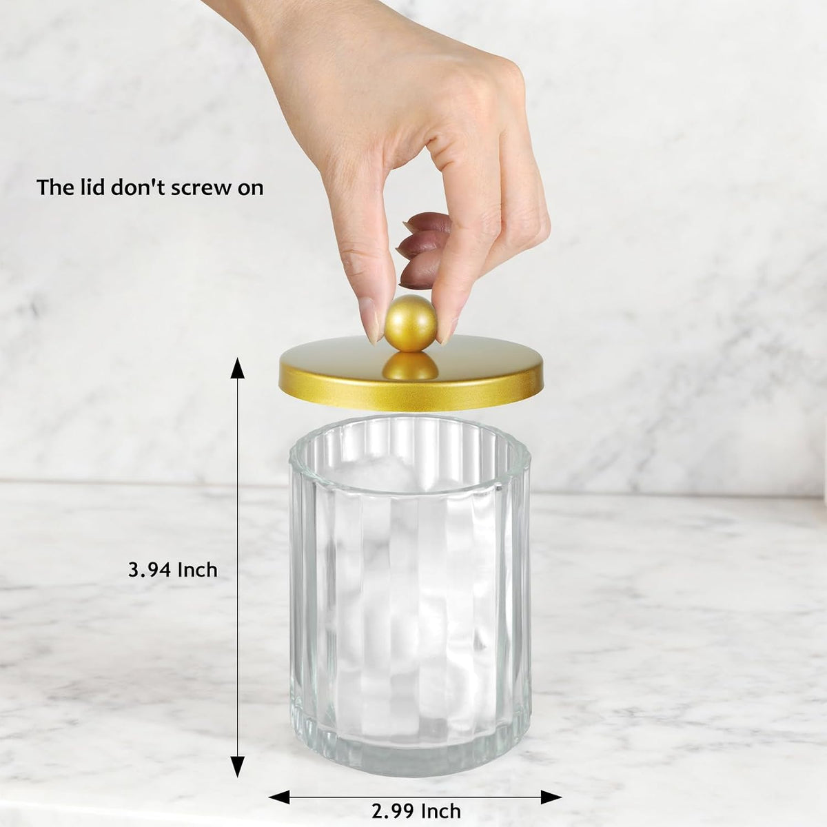 Amolliar Qtip Holder for Bathroom, Clear Glass Apothecary Jars(Gold 4 Pack)