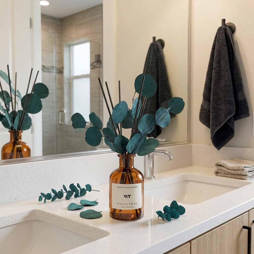 Peppermint Scent Reed Diffuser Set for Bathroom Air Fresheners Decor