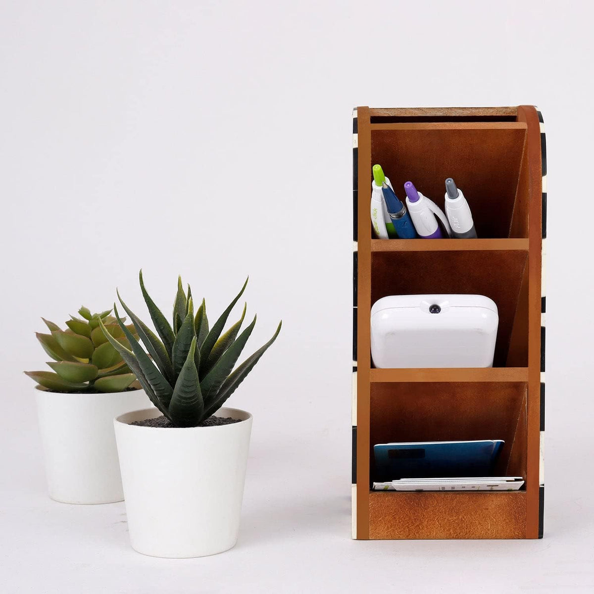 Handicrafts Home Decorative Multi Functional Incline Desk Organizer Modern Storage Stunning Gift 8x3.5x3.5 inch