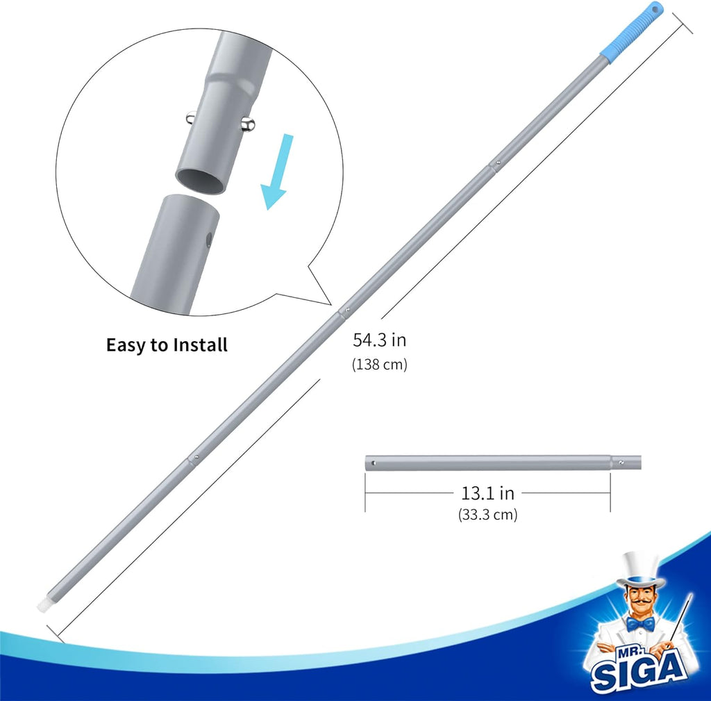 MR.SIGA Window Squeegee Extension Pole, 4 Pieces Aluminum Pole, 54.3 inch