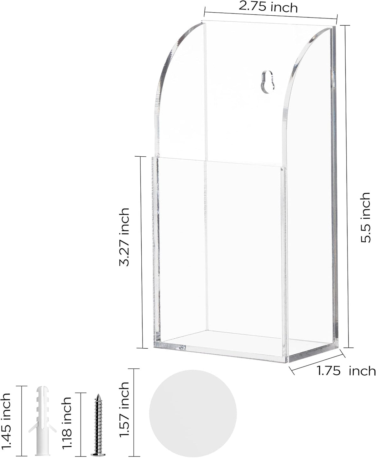 HBlife Acrylic Remote Holder Organizer, Clear TV Remote Control Holder Wall Mount Remote Caddy for Bedside, Media Organizer Storage Box 1 Compartment