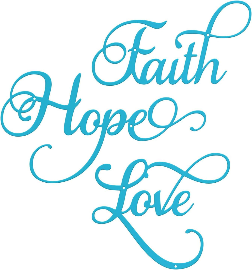 ESTART Faith Hope Love 3Pcs Metal Farmhouse Inspirational Wall Art Sign