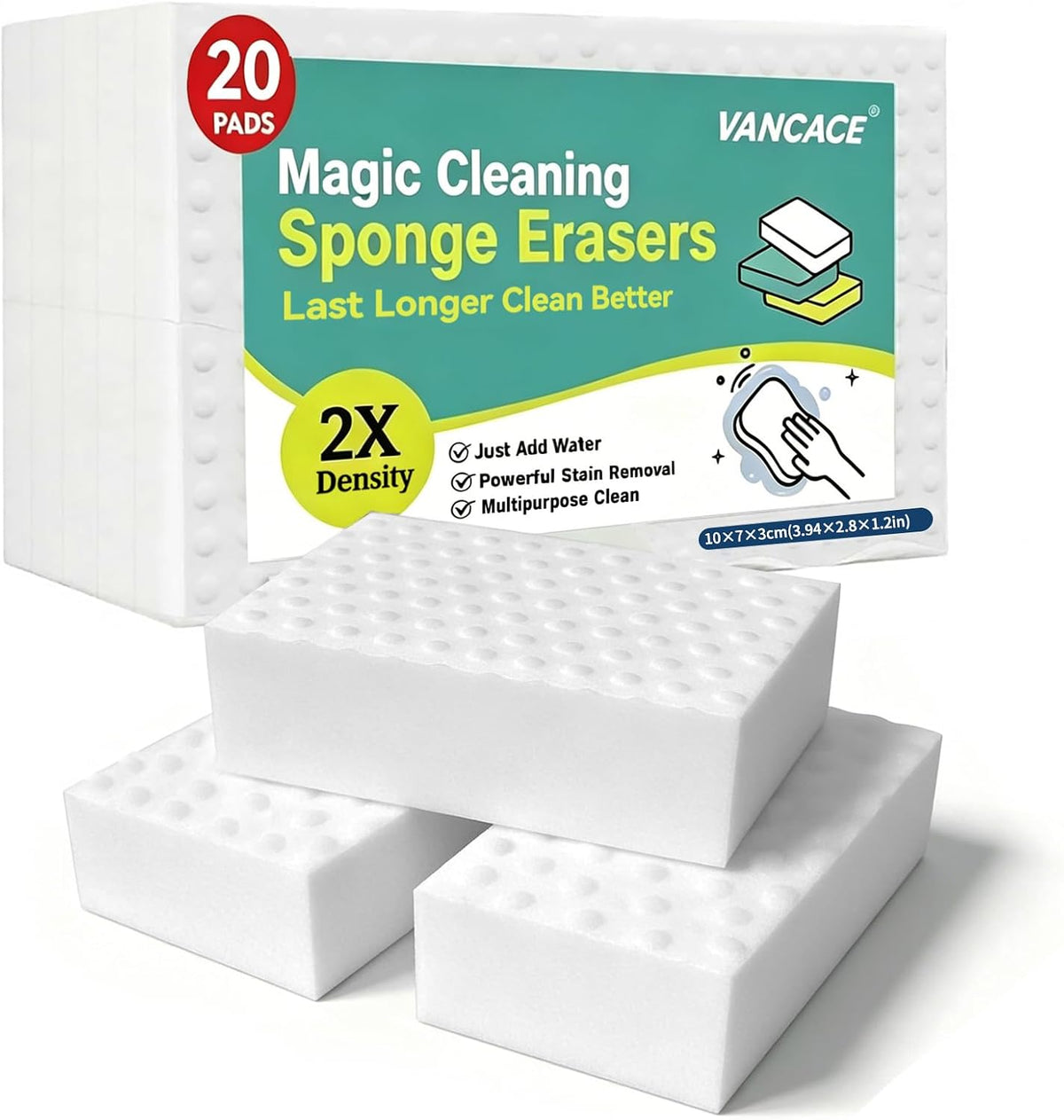 Super Thick Magic Sponge Eraser 20 Pack, 2X Compressed Melamine Sponge