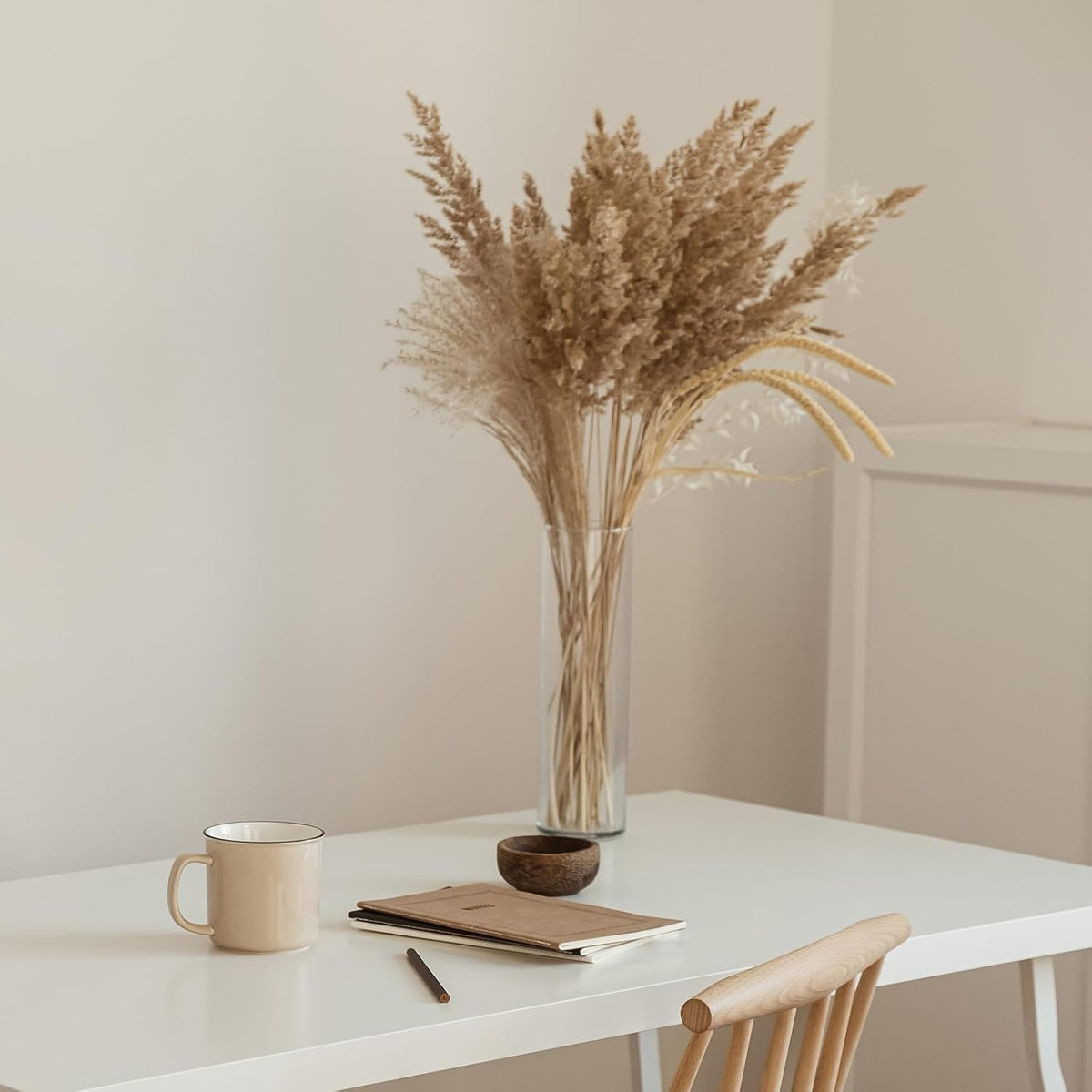 uxcell 4pcs Faux Pampas Grass 17 Inch 6 Stem Artificial Fake Dried Pampas Grass Decor for Floor Vase Filler, Wedding Decoration, Home Decoration, Deep Purple