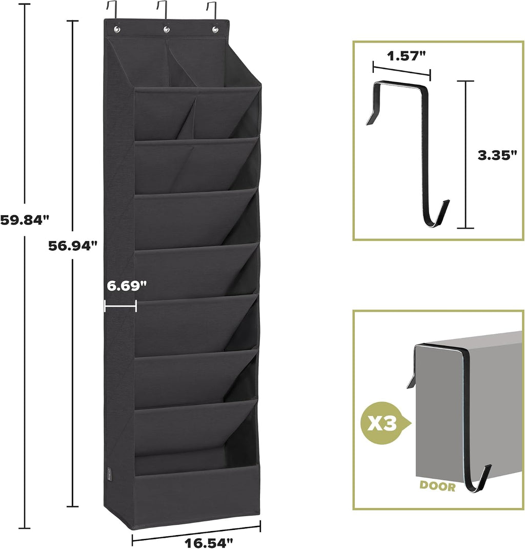 4 Pack Shoe Organizer with 6 Extra Large Pockets and 4 Large Pocket, Over the Door Sturdy Closet Storage Rack, Hanging Shoe Organizer for Shoes, Sneakers, Black