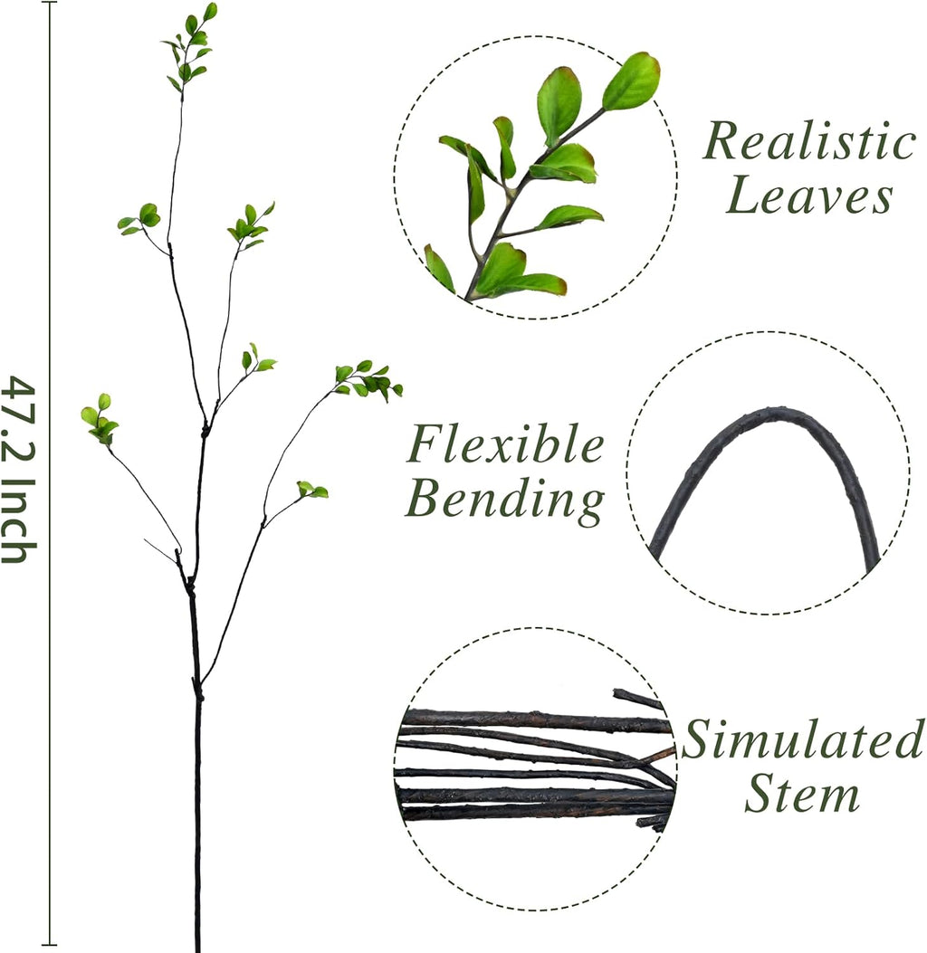 Waipfaru 8PCS Artificial Ficus Branches for Vase, Faux Greenery Stems for Vase Filler, 47in Realistic Flexible Eucalyptus Stems Fake Artificial Twig Plants Indoor Home Tables Centerpieces Office Decor
