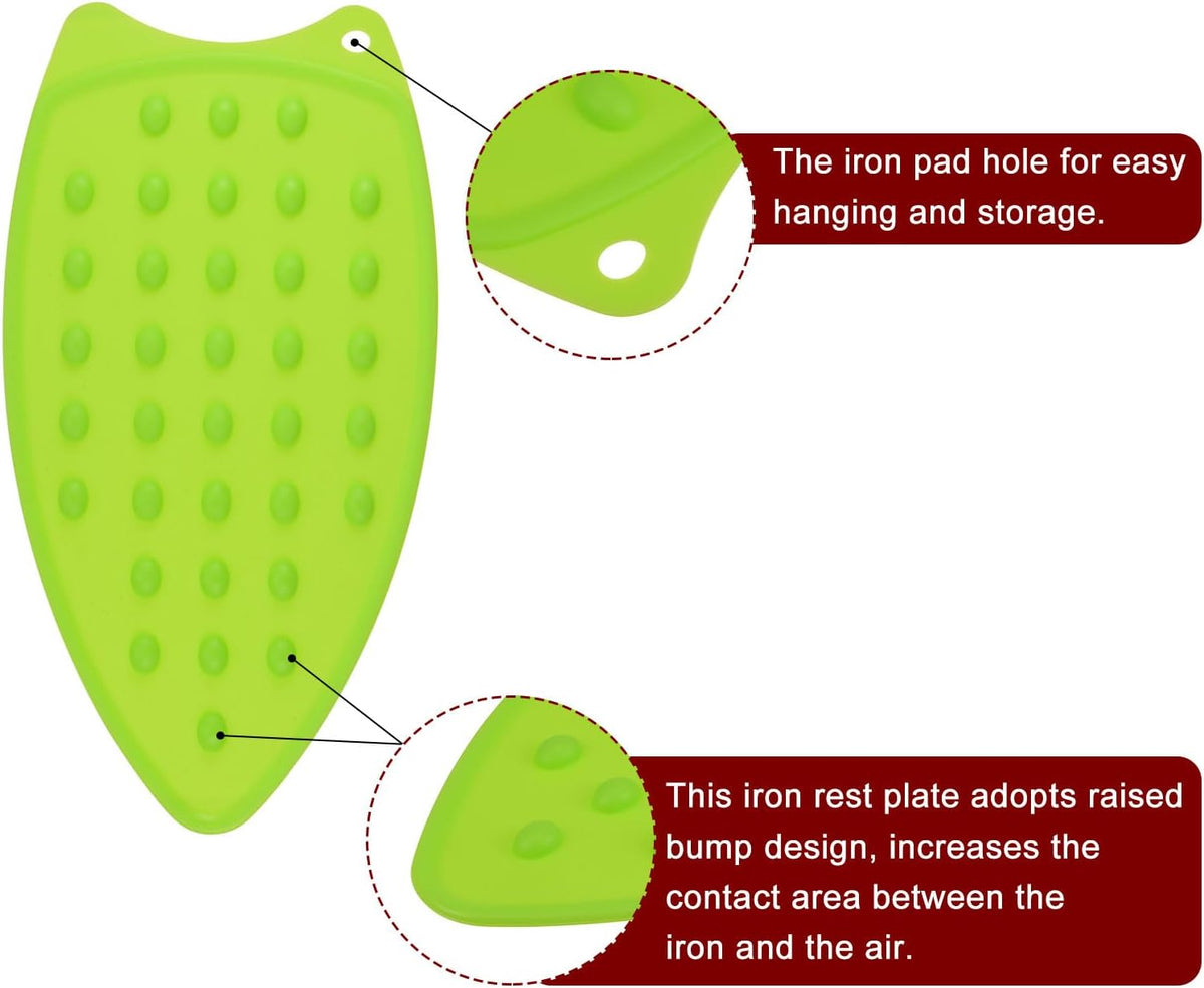 HARFINGTON 2pcs Silicone Iron Rest Pad, Multipurpose Iron Hot Resistant Mat Iron Rest Plate for Ironing Board Hot Heat Resistant Steam Compact Mat, Green