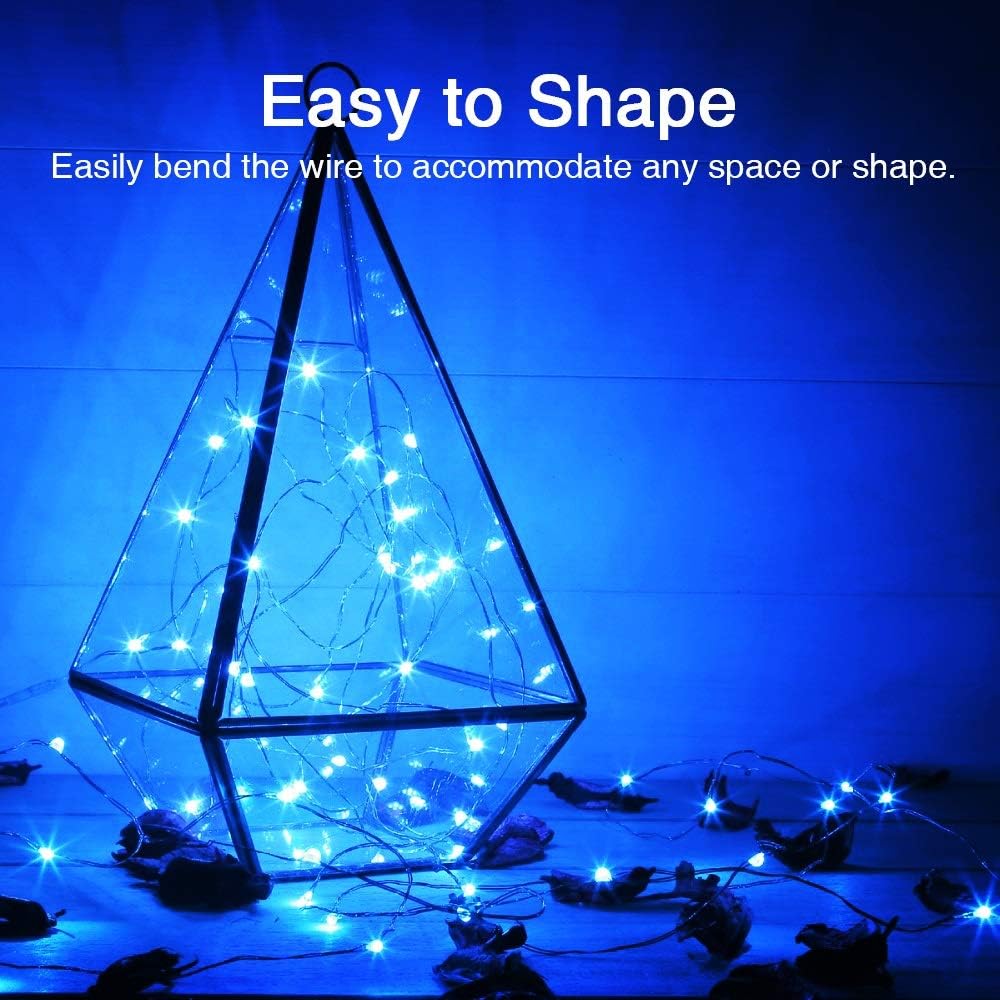 Olafus 16 Pack Blue Fairy Lights Battery Operated, IP68 Waterproof Mini String Light, 7ft Small LED Bottle Light for Wedding Vase Centerpieces Table Decorations Christmas Indoor Party Jars Gift